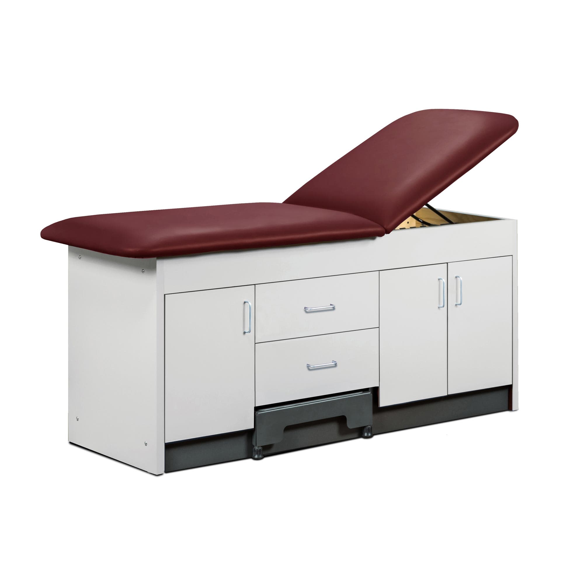 Clinton cabinet style step-up treatment table with 3-doors and 2-drawers