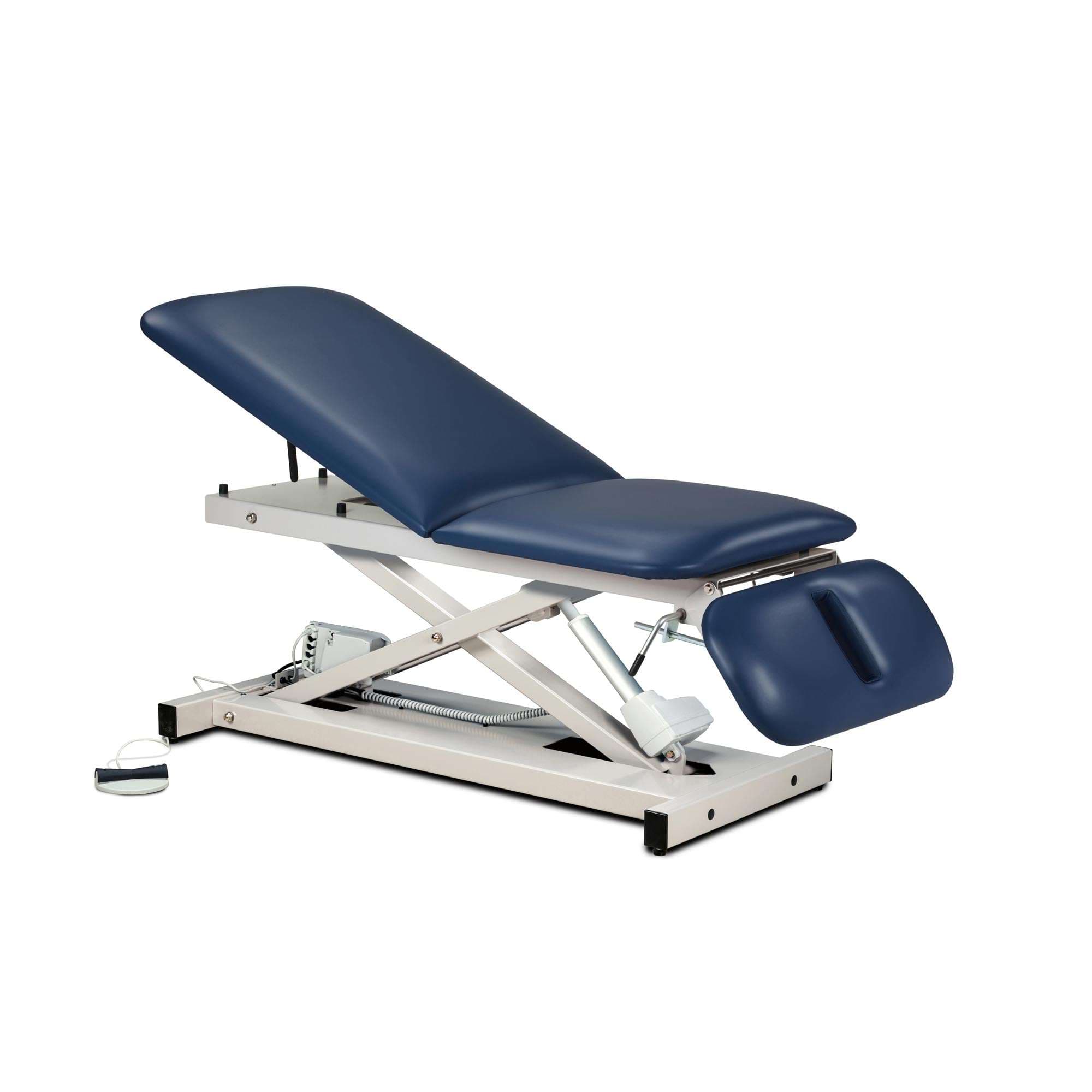 Clinton open base power hi-lo exam table with adjustable backrest and drop section - Image 1