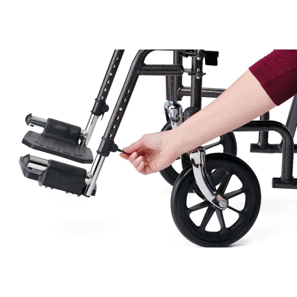 Medline Basic Steel Transport Chair with 8" Wheels - Image 2