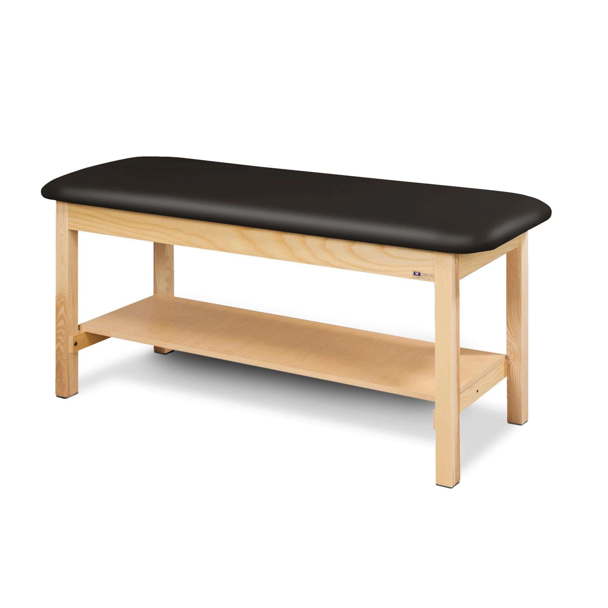 Clinton flat top classic series straight line treatment table with full shelf - Image 6
